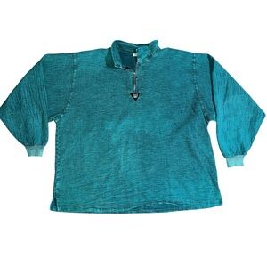 Teal Quarter-Zip Sweatshirt for Men Vintage Made In Canada 90s Y2K